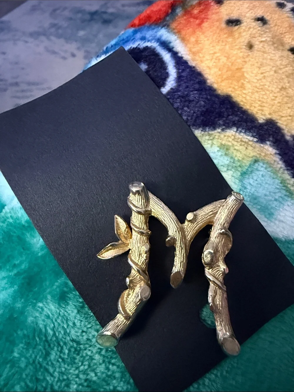 Gold Twig Branch Brooch - Nature Inspired